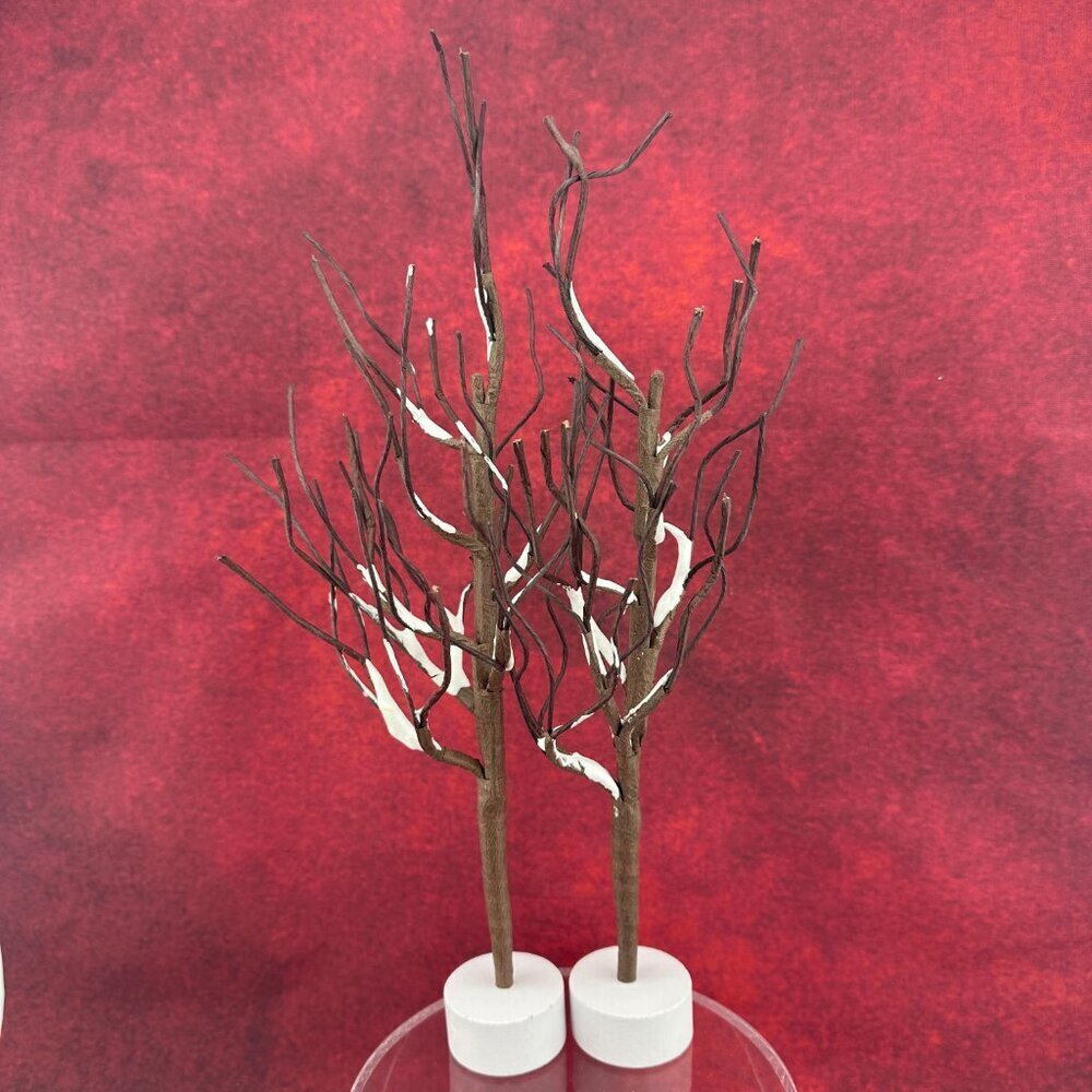 DEPARTMENT56 VILLAGE SNOW COVERED "BARE BRANCH TREES" SET of 2, - 13 inches TALL